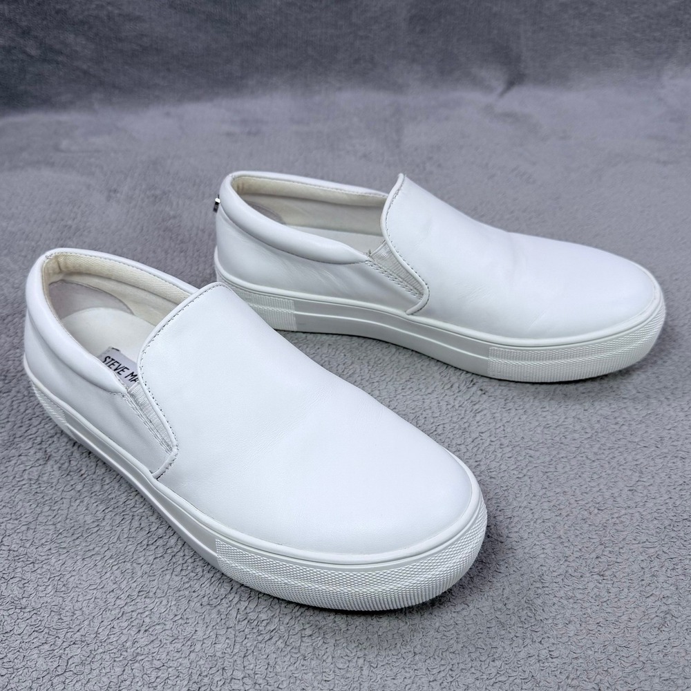 Steve Madden Womens 6.5 White Leather Gills Platform Slip On Fashion Sneakers